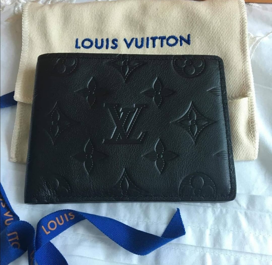LOUIS VUITTON Calfskin Monogram Shadow Multiple Wallet Black 1258904