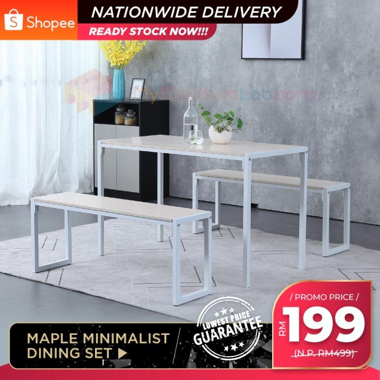 Myfurniturelab Maple Dining Set 1 Table 2 Bench Chair Home Furniture Others On Carousell