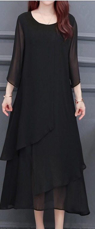 2XL 5XL Plus Size Chiffon layered dress