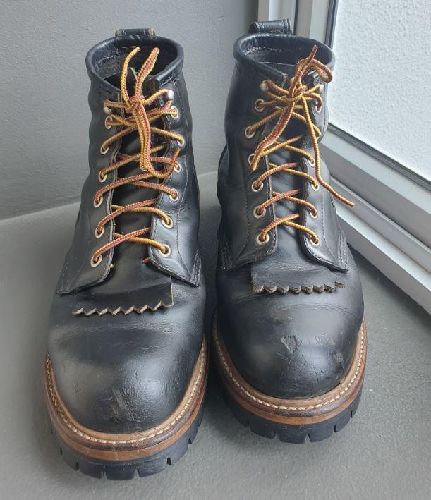 RED WING LOGGER LINEMAN Work Boots Black 9D Steel Toe Men s