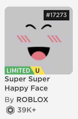 Roblox Super Happy Face Video Gaming Gaming Accessories Game Gift Cards Accounts On Carousell - roblox rarest face