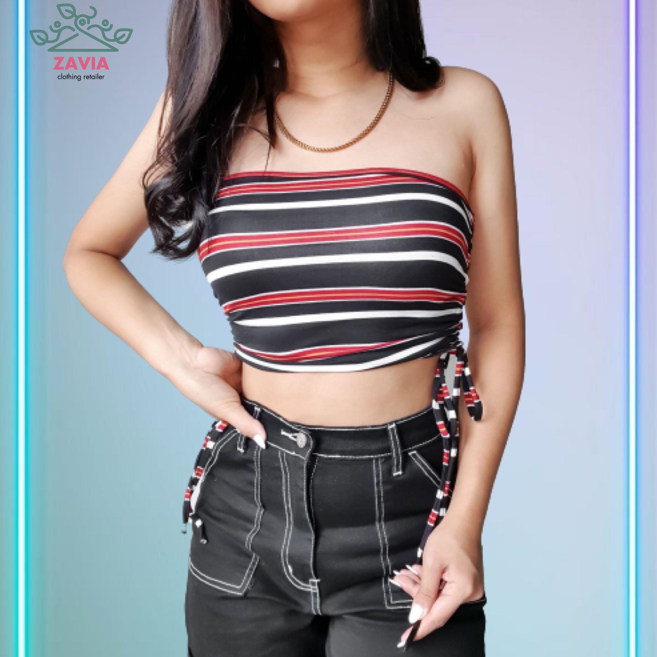 white ruched tube top