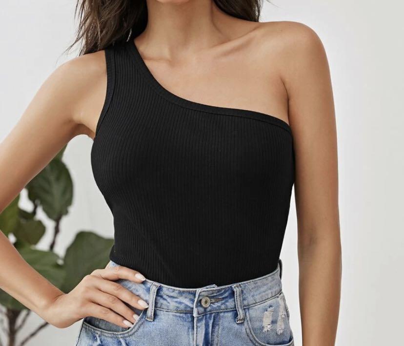 black off one shoulder top