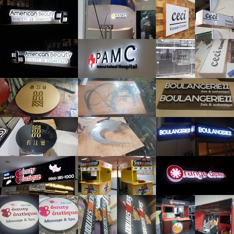 signage maker sign board panaflex acrylic stainless neon build up