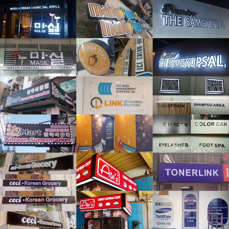 signage maker sign board panaflex acrylic stainless neon build up
