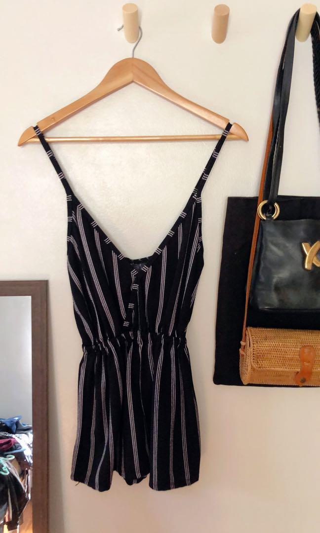 Striped Romper (Category: Rompers) located in Quezon City. Submitted by projectdeclutter_mnl (Listing ID 1033908709, Image 1). Description: Rfs: Never used bc it was too small for me :( Stretchy No flaws ✨ No pockets Perfect for petite sizes **SF not yet included.