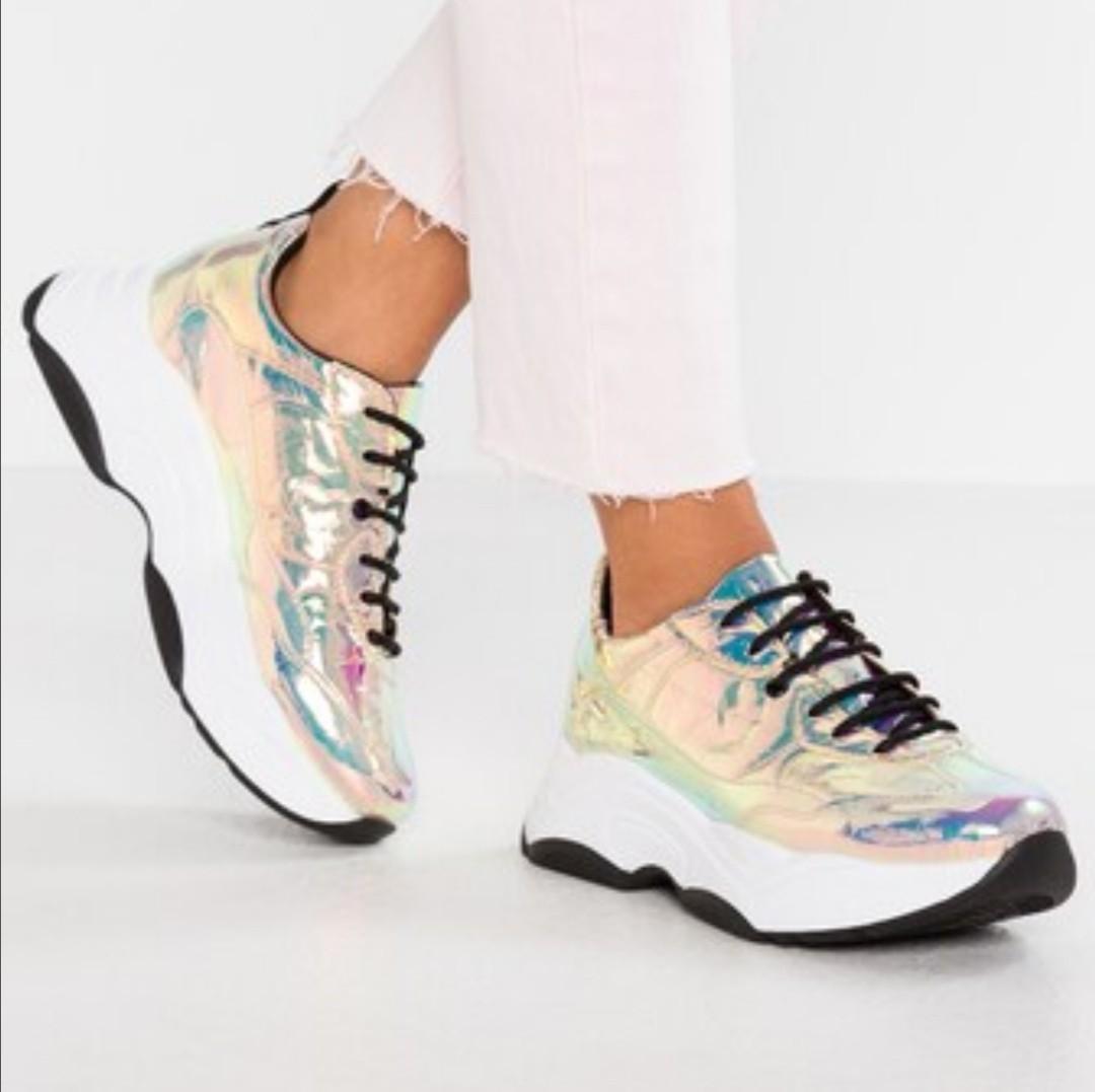 Men Holographic Detail Lace-up Front Chunky Sneakers | SHEIN
