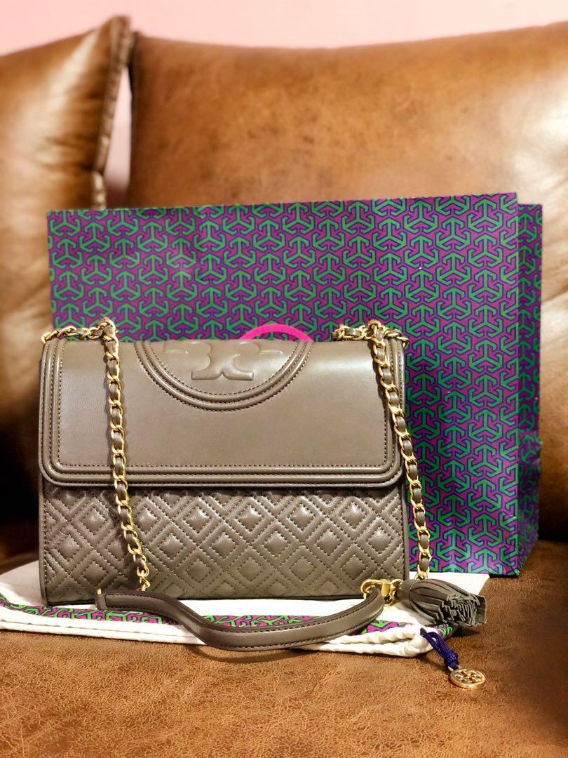 Tory burch fleming convertible shoulder bag silver maple outlet