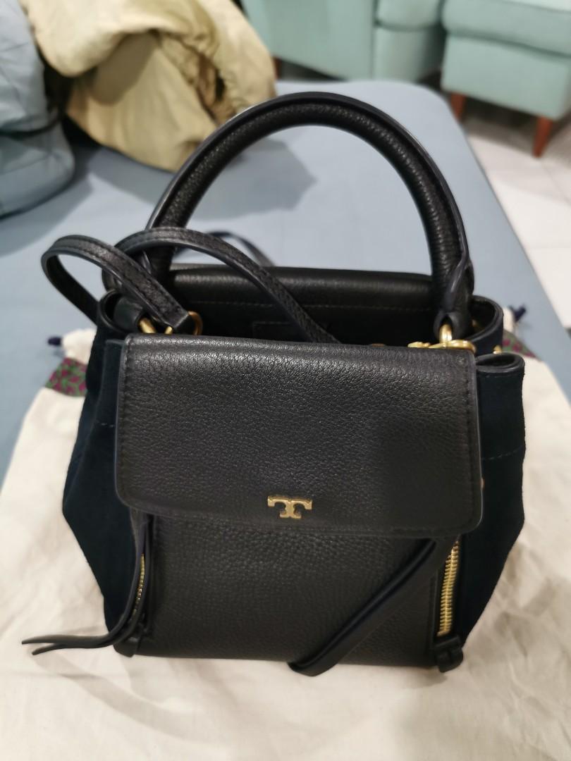 Tory burch half moon satchel black online