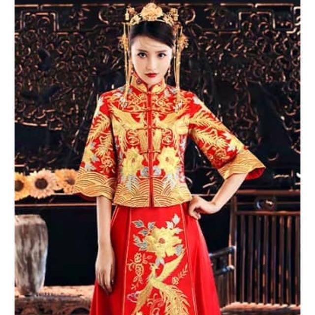 Traditional red chinese best sale wedding dress