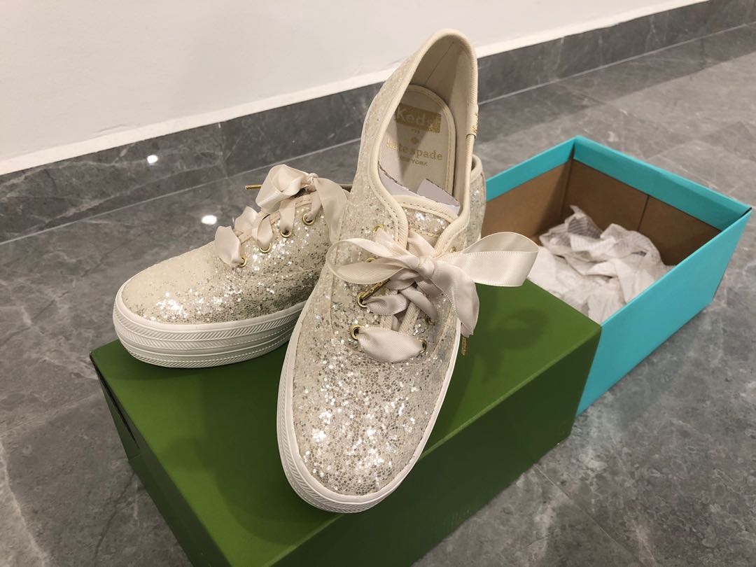 Keds x Kate Spade Glitter Cream Wedding Shoes, Women's Fashion, Footwear,  Sneakers on Carousell