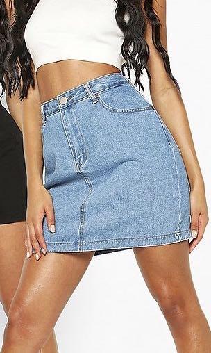 Boohoo Light Blue Denim Skirt, Women's 