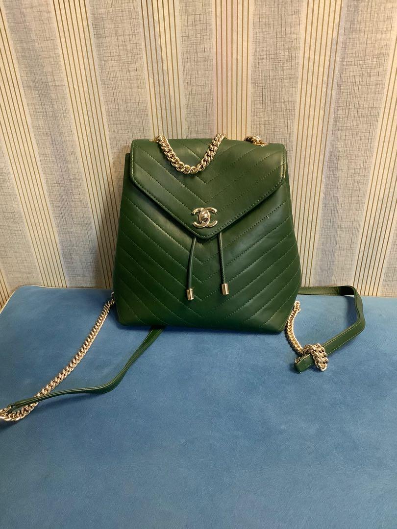 chanel green backpack