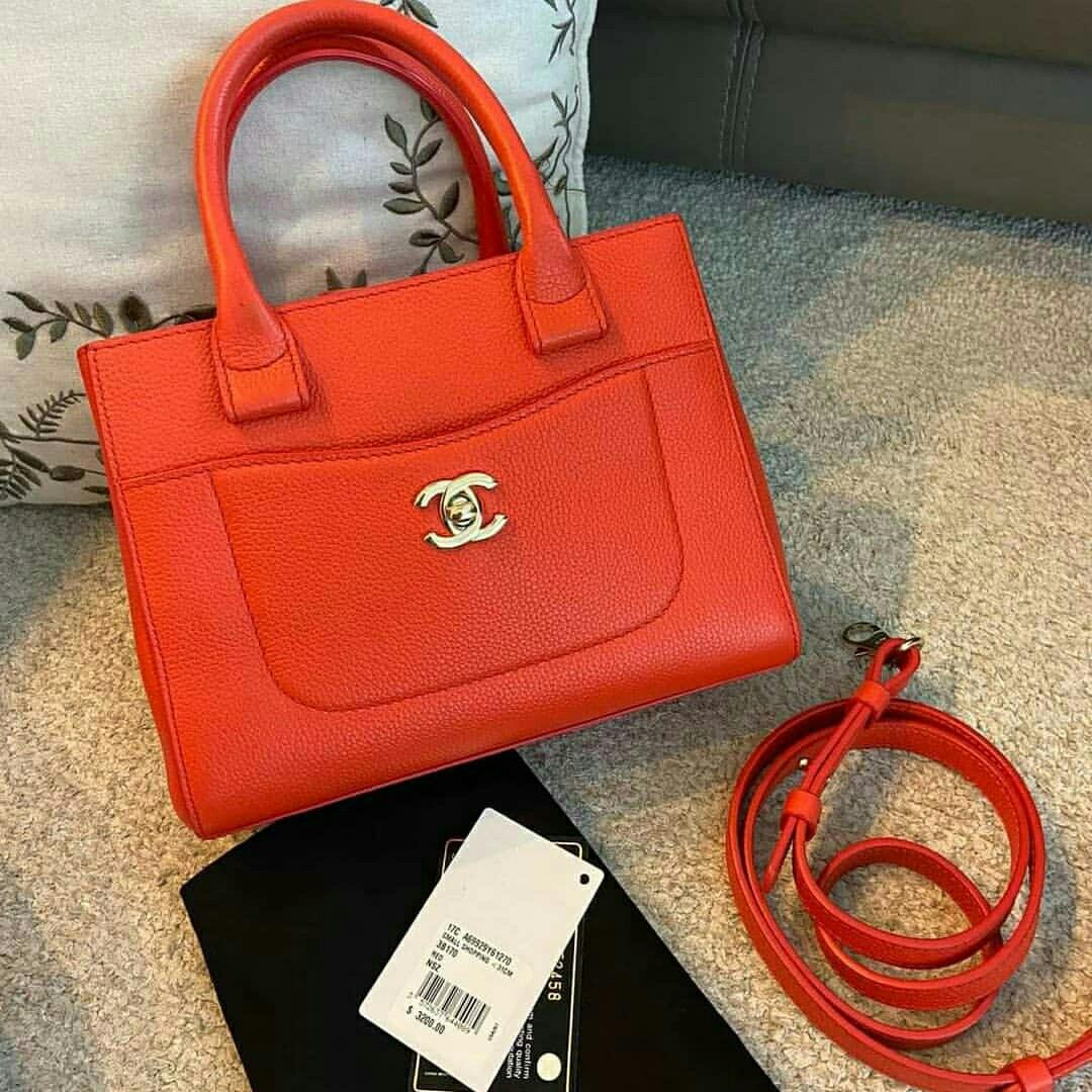 Chanel Neo Executive Mini in Caviar Red GHW, Luxury, Bags