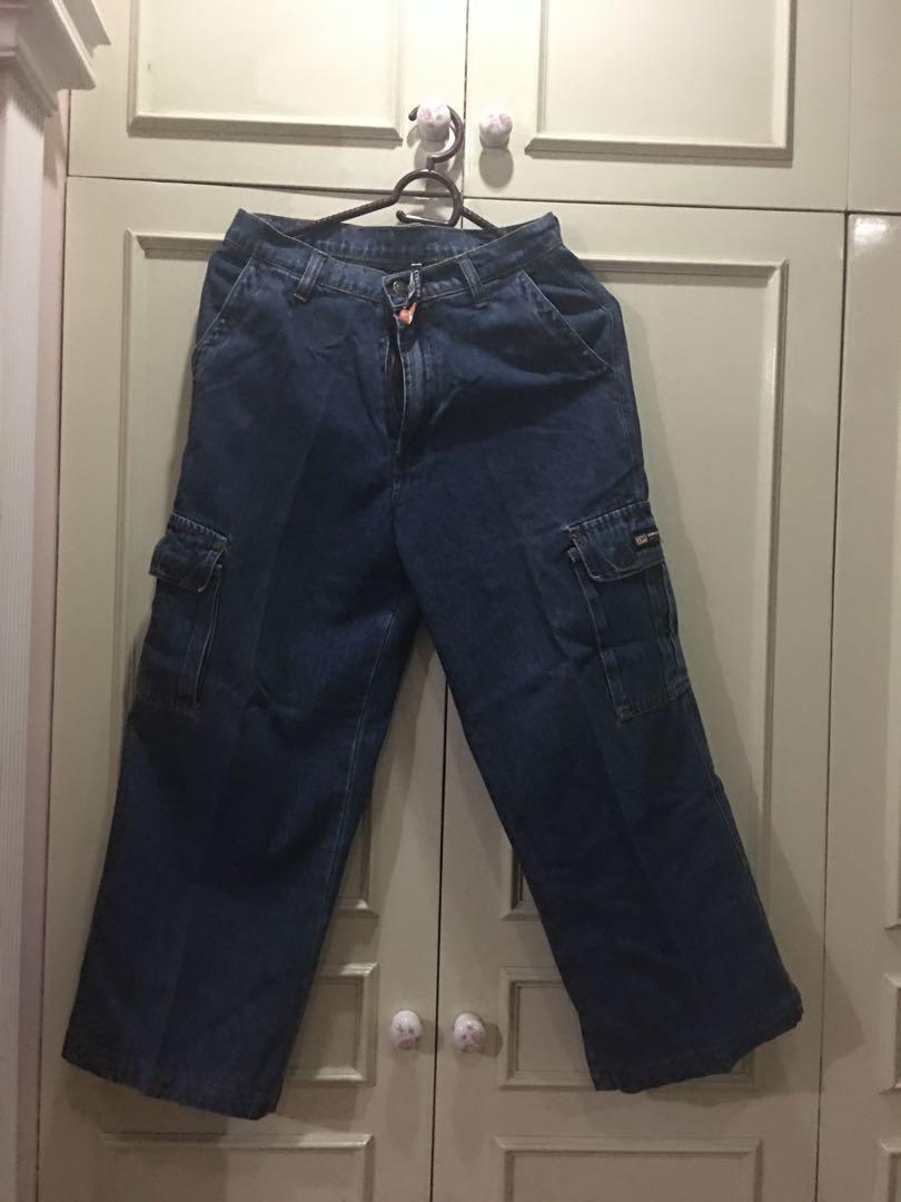 blue jeans cargo pants