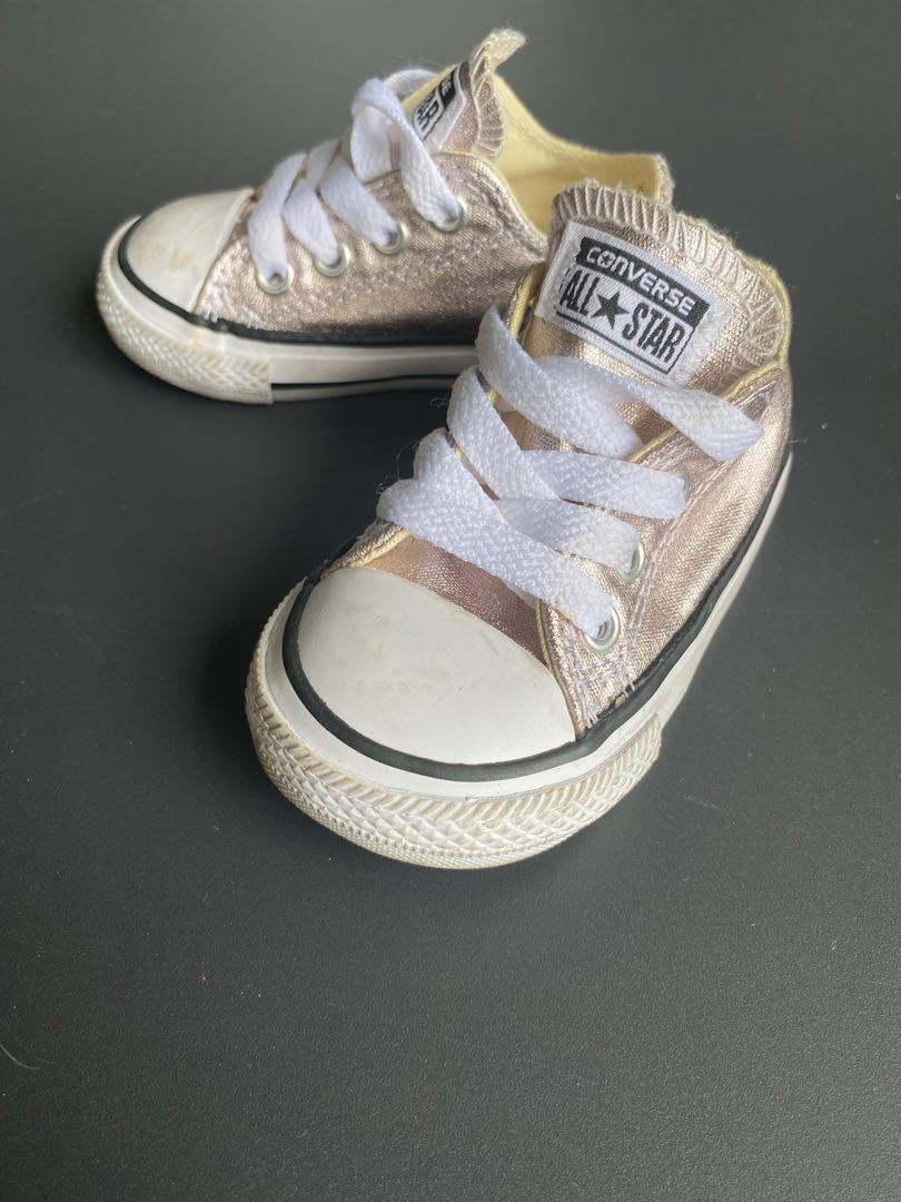 Converse shiny pink toddler trainers 