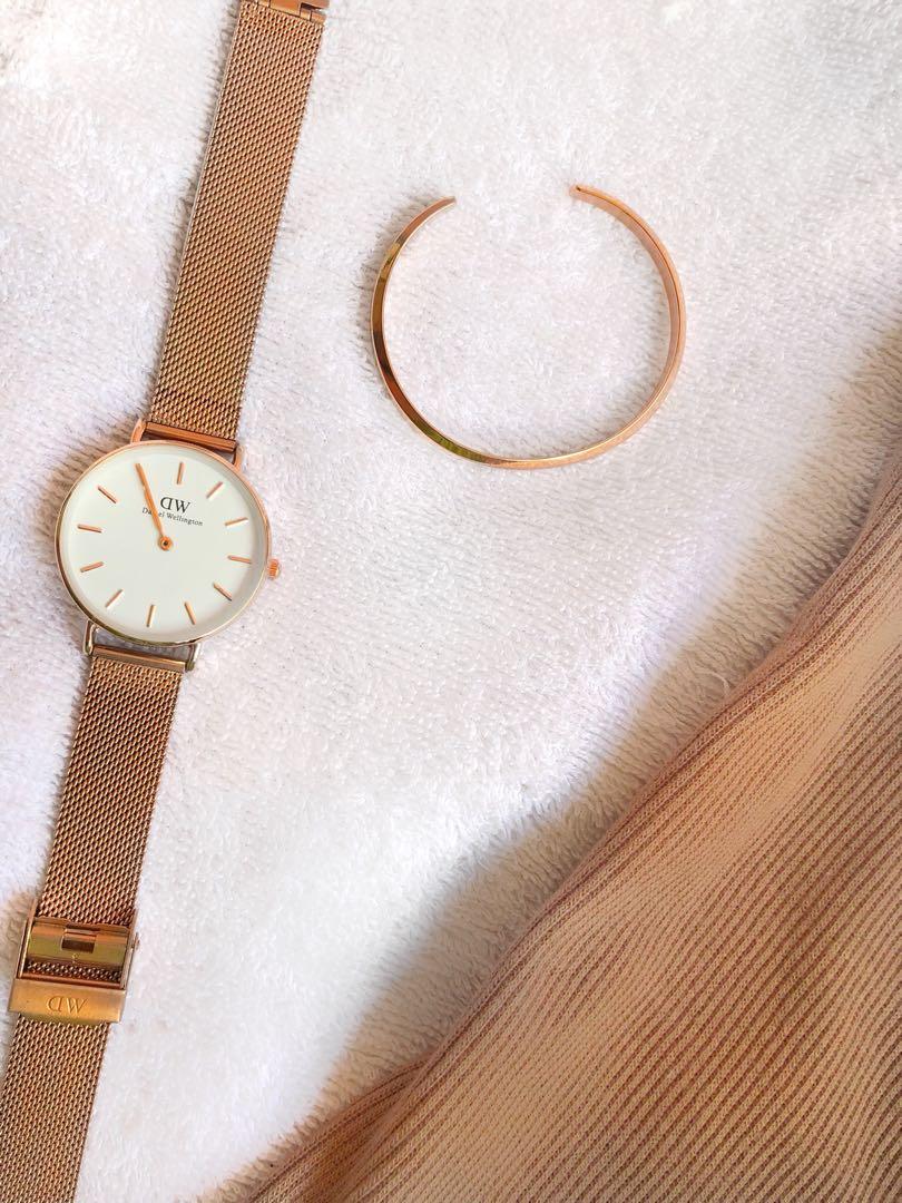 Daniel wellington watch and sales bangle set