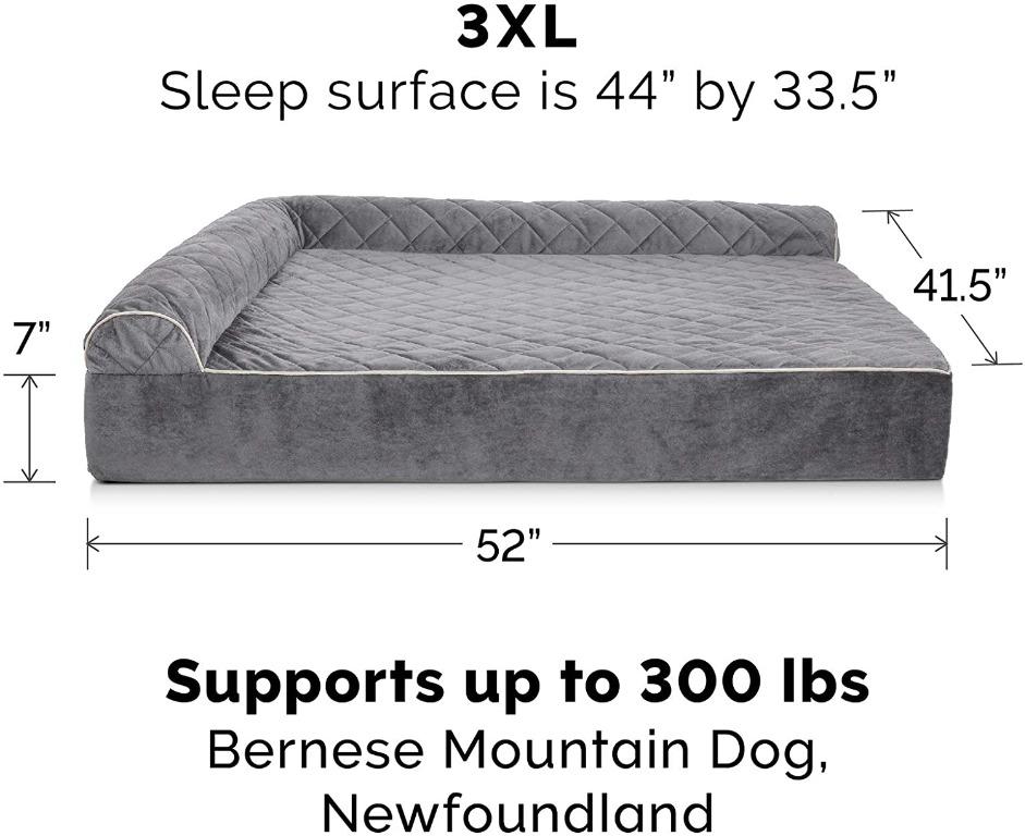 Furhaven quilted faux fur & velvet goliath chaise deals dog bed