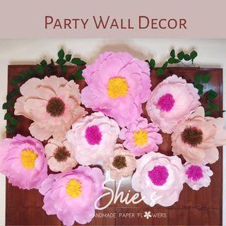 Giant Paper Flower Party Wall Decor with Leaves