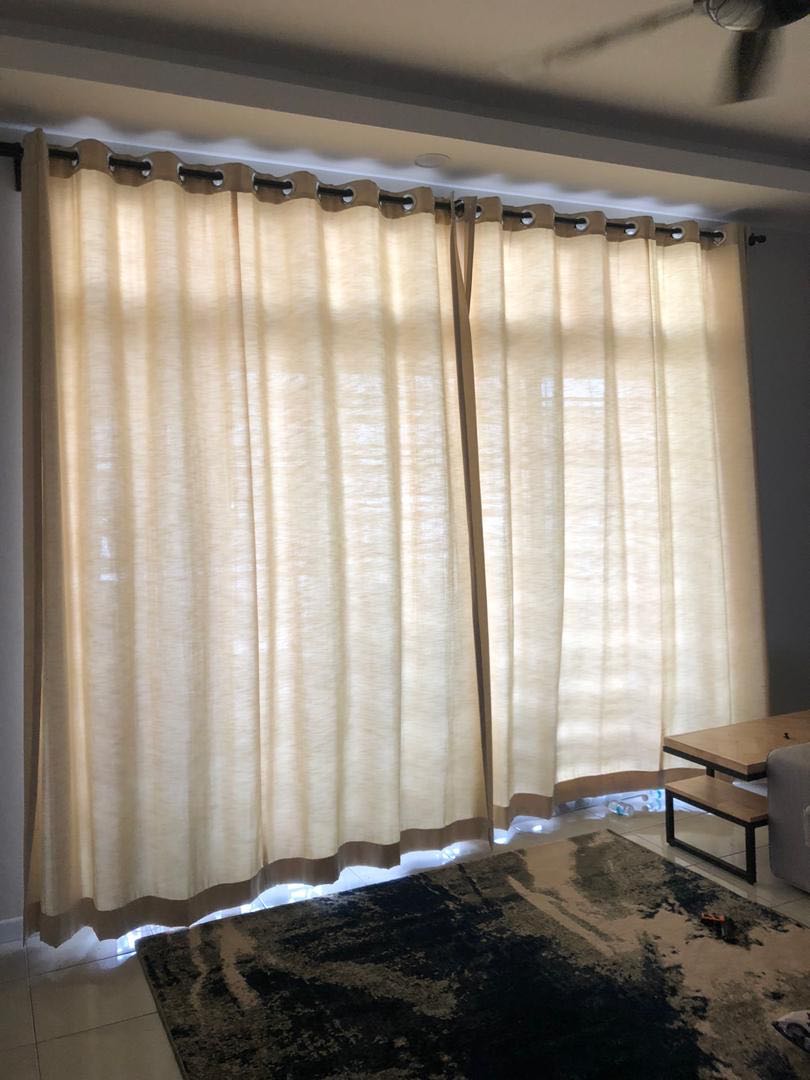 Langsir Sliding Door Cream To Let Go Home Furniture Home Decor On Carousell