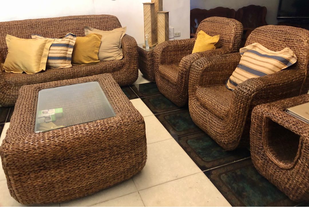 Large Rattan Sala Set Furniture Home Living Furniture Sofas
