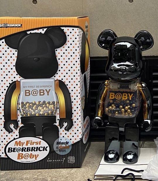 Medicom Toy Bearbrick x Innersect My First Baby 1000% Black & Gold 