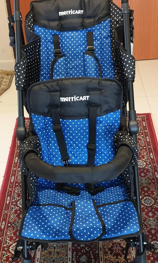 Merricart Compact Twin Tandem Stroller As Good As New Babies Kids Going Out Strollers on Carousell