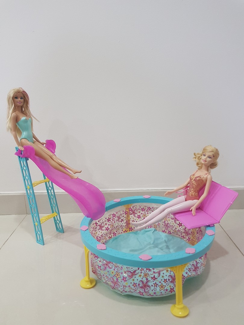 Original Barbie Pool Slides with Barbie Dolls Hobbies Toys