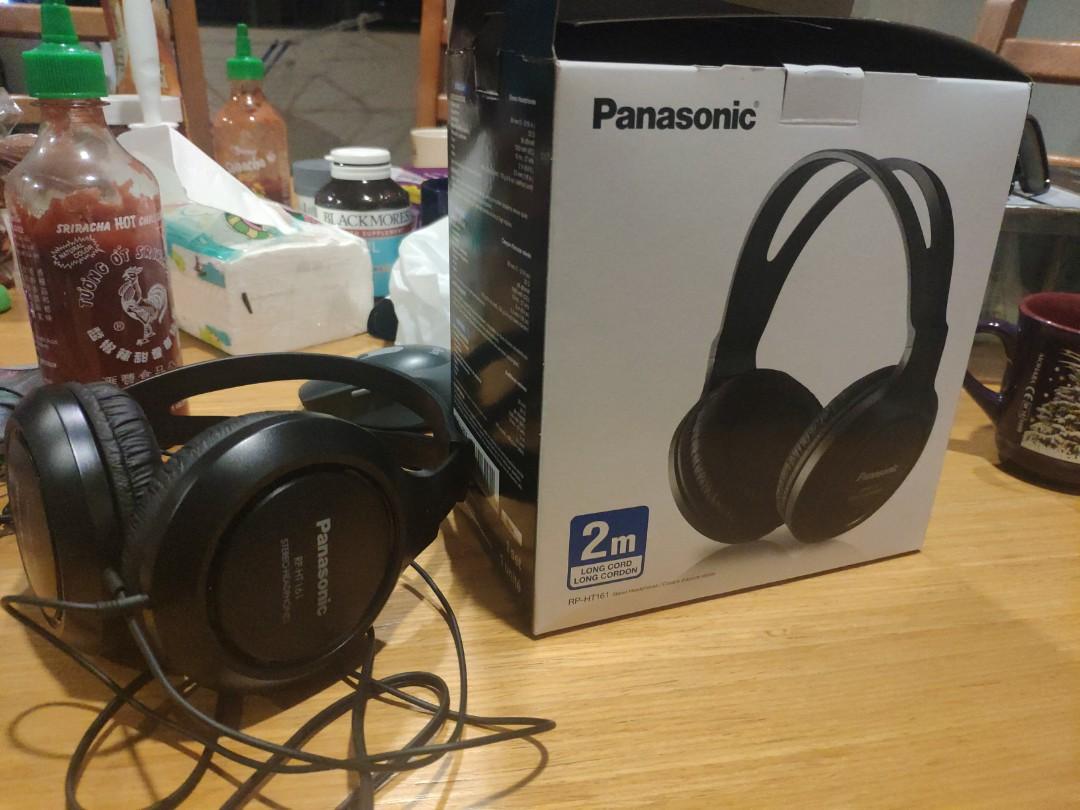 Authentic Panasonic Headphones RP-HT161-K Full-Sized Over-the-Ear  Lightweight Long-Corded,Black, Audio, Headphones & Headsets on Carousell