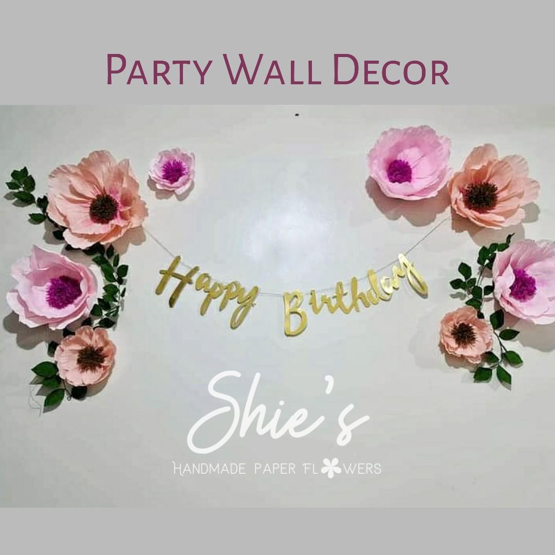 Paper Flower Party Decor Set With Free Banner Design Craft Handmade Goods Accessories On Carousell Hello welcome to my channel home decor ideas paper wall decoration diy paper flower new design paper flowers wall hangings. paper flower party decor set with free