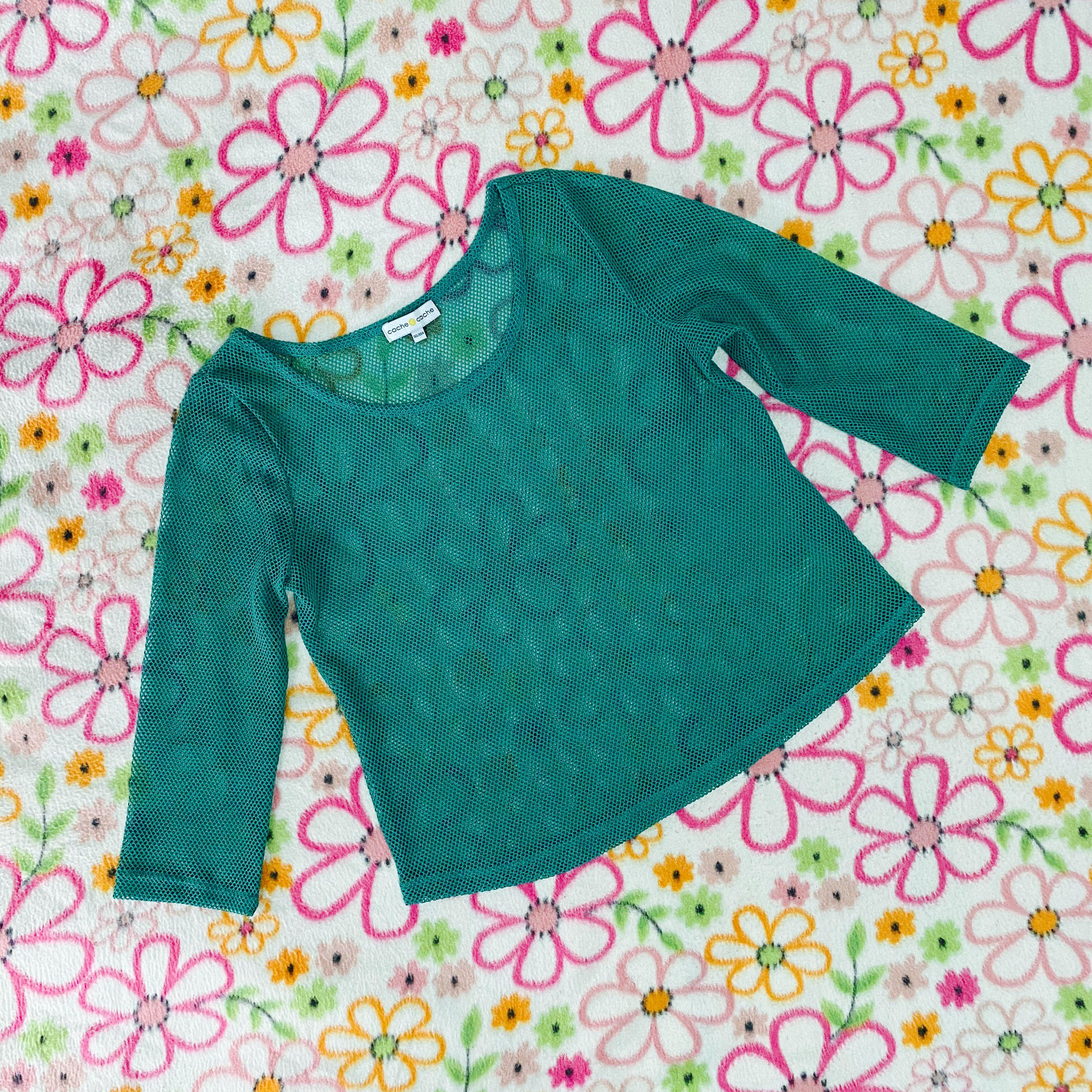 green mesh long sleeve top