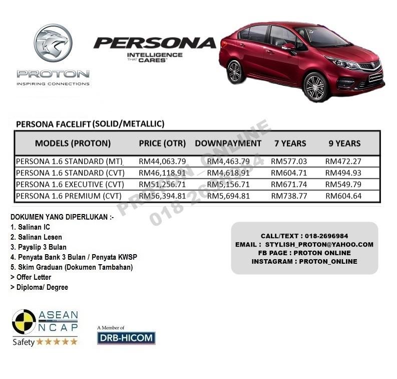 Proton Persona Pricelist Monthly Cars Cars For Sale On Carousell