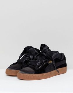 puma basket heart black suede
