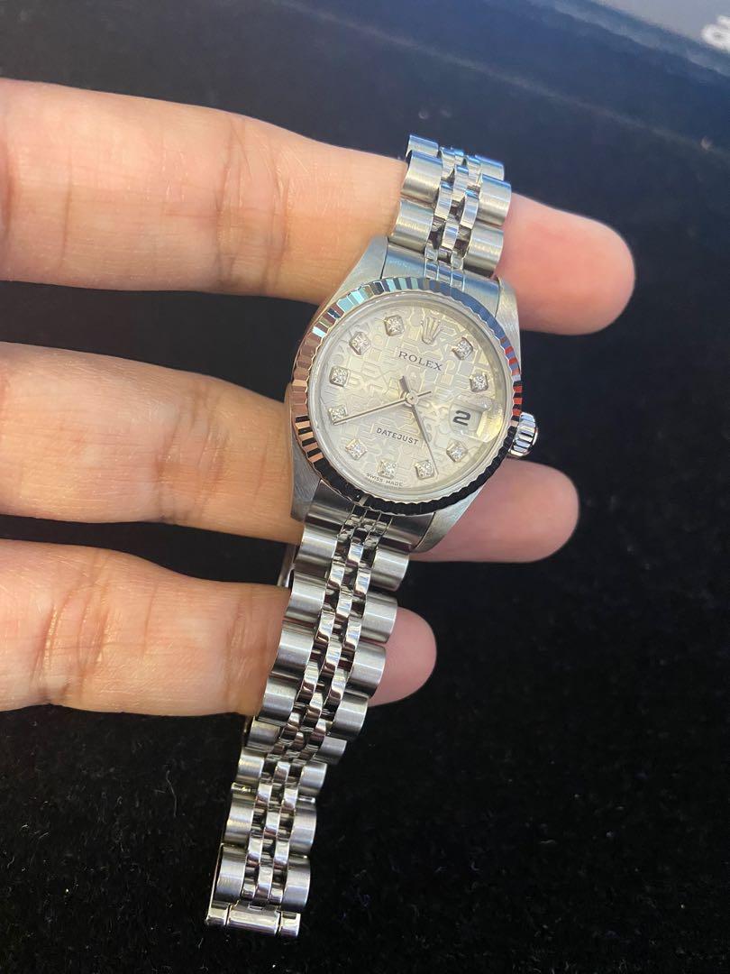 rolex datejust computer face with diamonds
