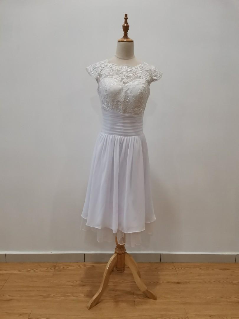 Rom White Dress Wedding Dinner Party Gown Mini Midi Women S Fashion Bridal Wear On Carousell