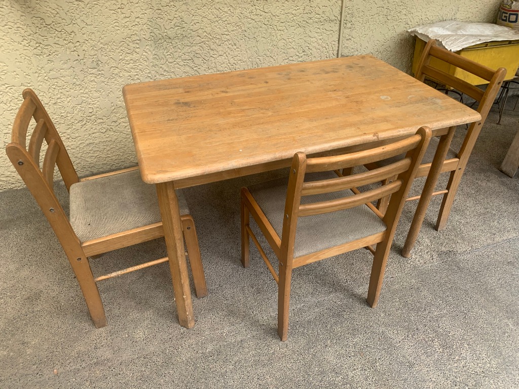 Set of Malaysian wood dining table and 3 chairs, Furniture & Home