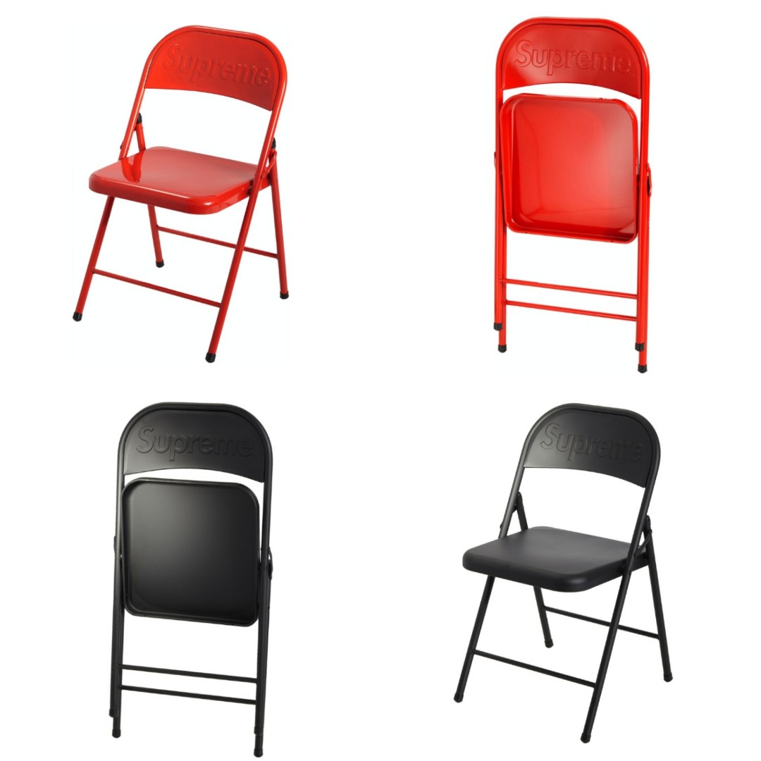 赤】 Supreme Metal Folding Chair Red - 折り畳みイス
