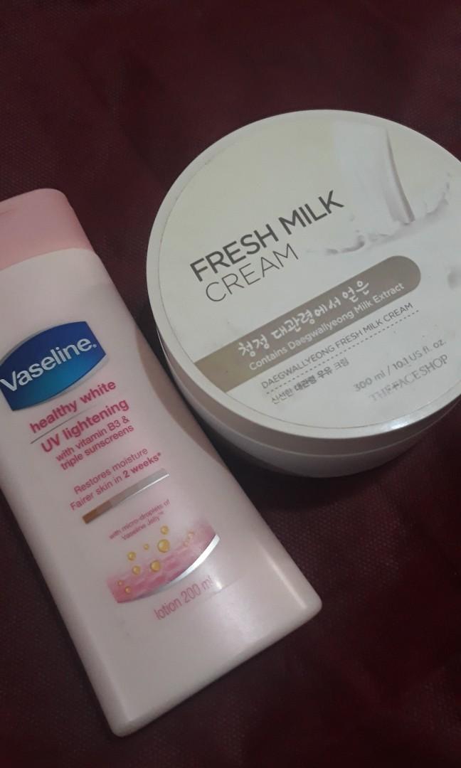 The Face Shop Fresh Milk Cream, Vaseline, Kesehatan & Kecantikan, Kulit
