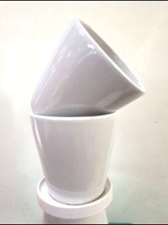 White ceramic pot for plants