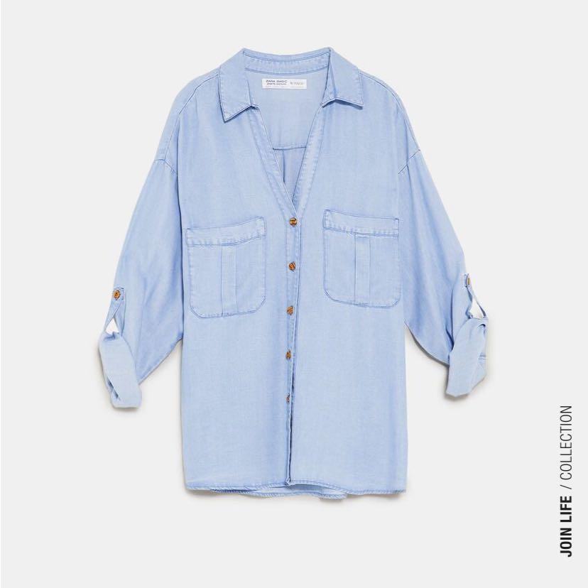 zara oversized denim shirt