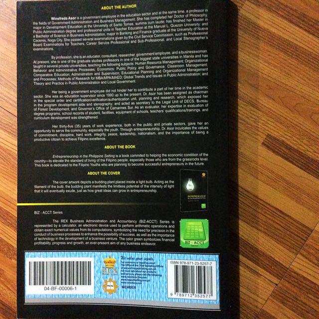Entrepreneurship In The Philippine Setting (Category: Textbooks) located in Las Pinas. Submitted by cristeta76 (Listing ID 1104448113, Image 3). Description: Entrepreneurship In The Philippine Setting for Grade 10 Author: Asor Publisher: REX Good as new Clean Pages.