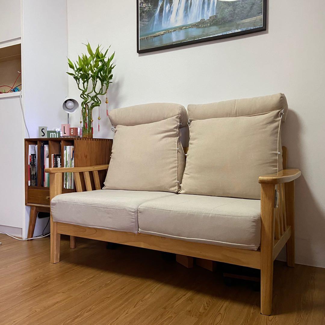 2-Seater Scandinavian Minimalist Wooden Frame Sofa, Furniture & Home  Living, Furniture, Sofas On Carousell