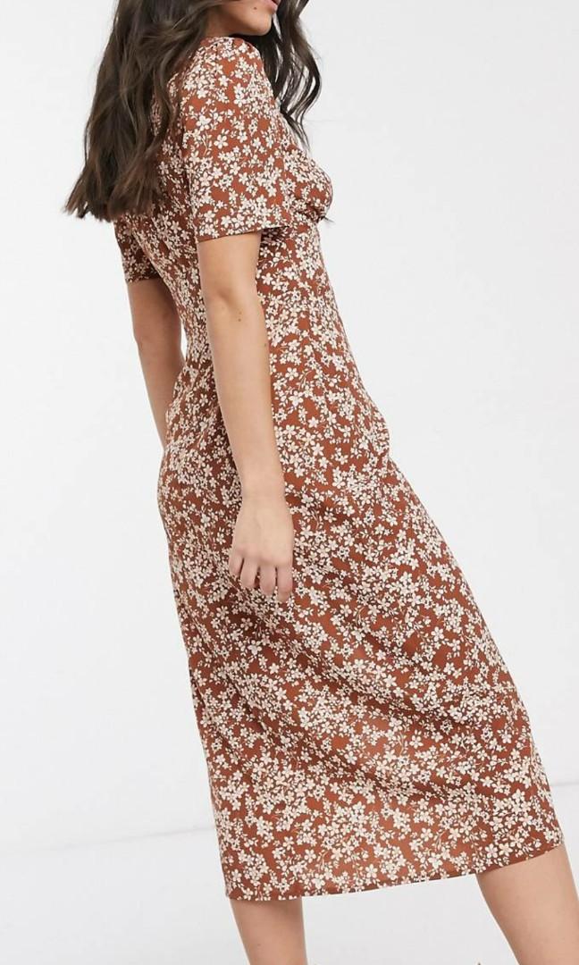 Asos design midi tea dress with buttons in floral print hot sale