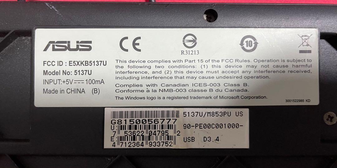 Asus USB Keyboard, Electronics, Computer Parts & Accessories on Carousell