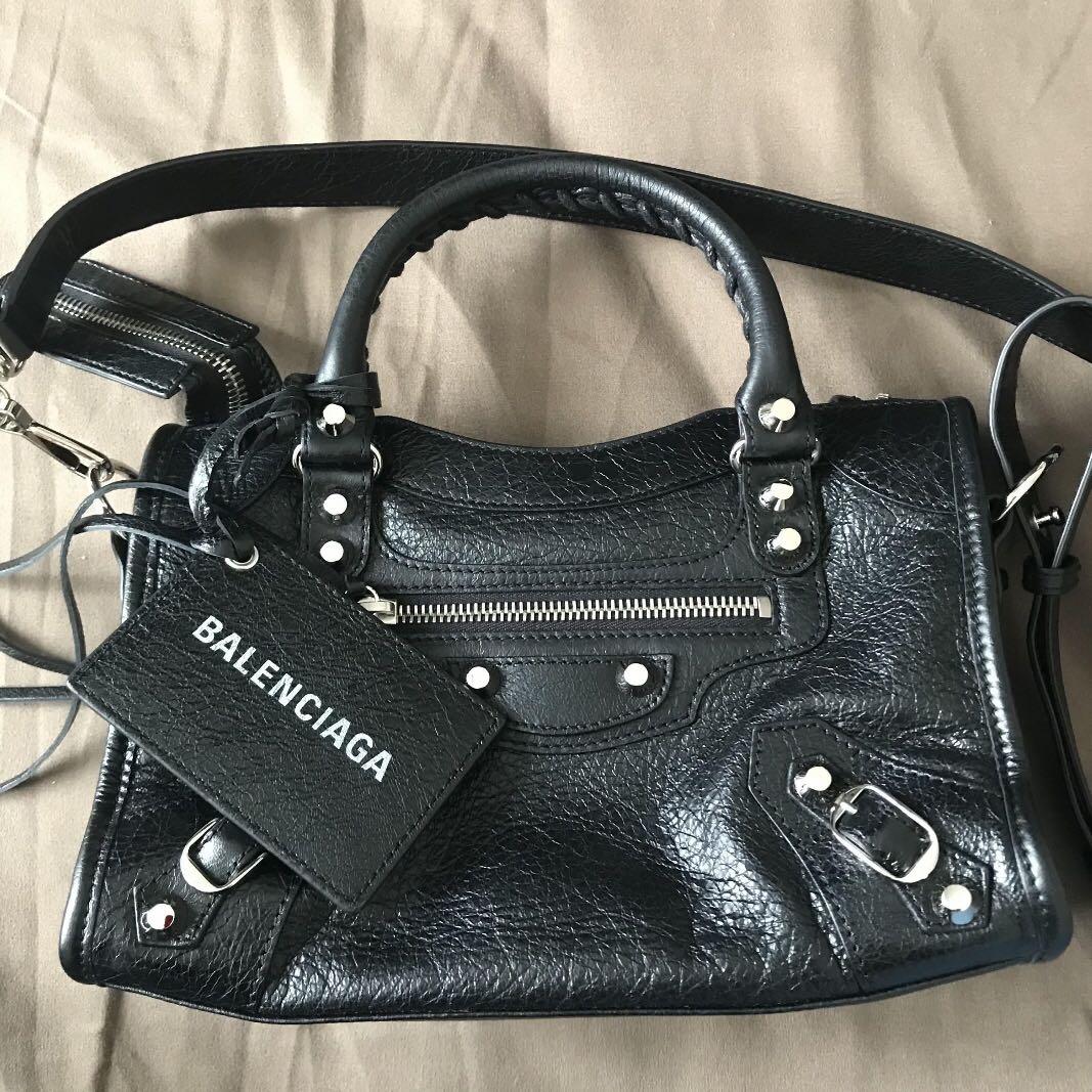 Balenciaga mini city bag logo strap sales