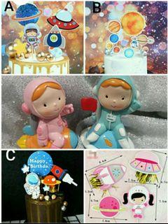 Birthday Party Cake Topper: Astronaut space planet