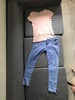 Blacksheep Plain Light Peach tshirt and RedPal pants