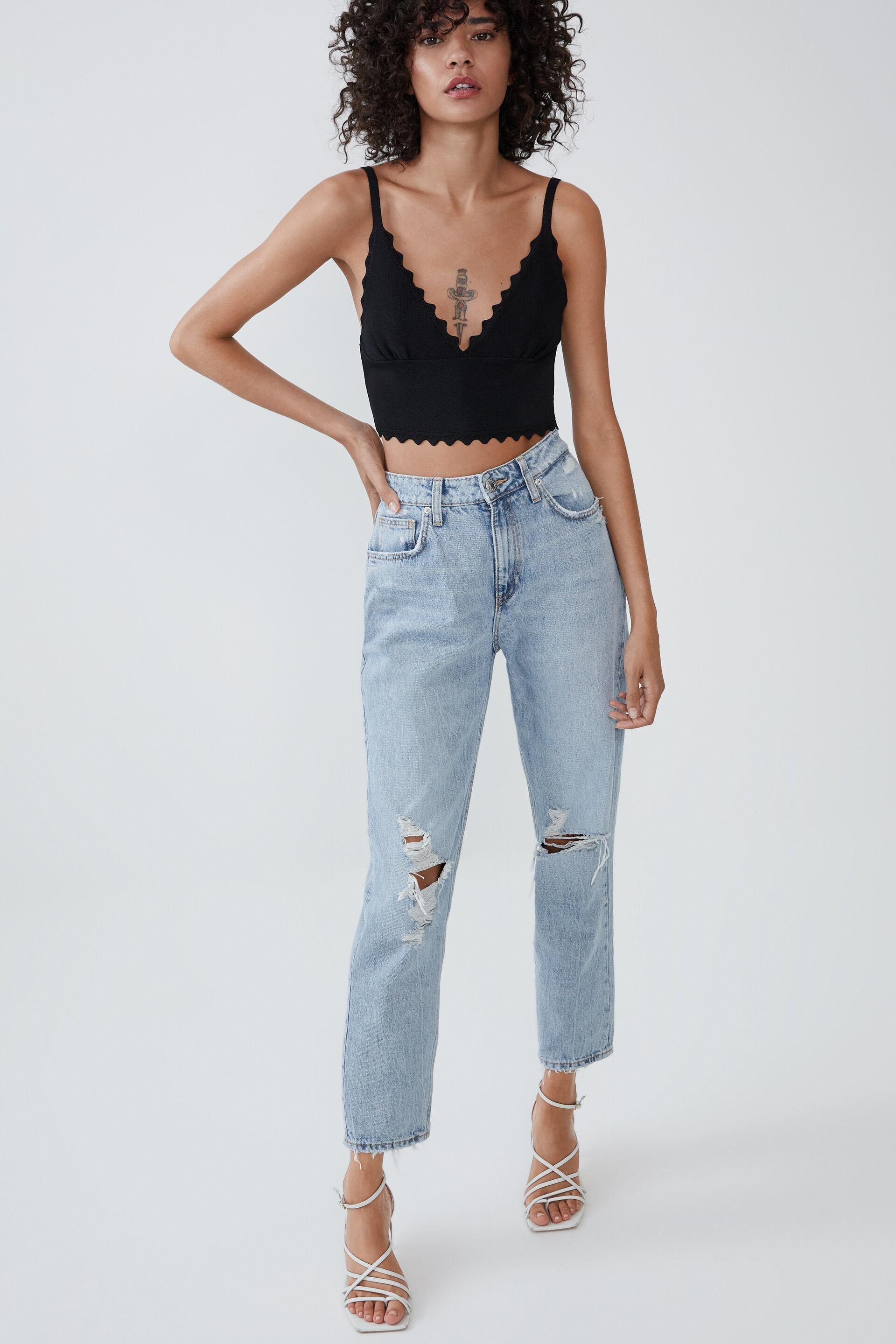 Zara ripped mom fit jeans Clearance