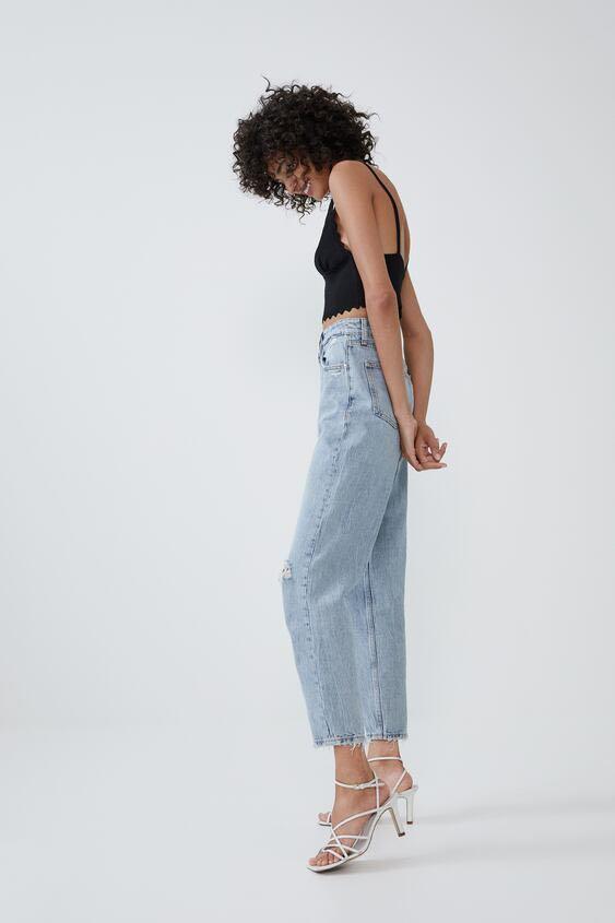zara ripped mom fit jeans