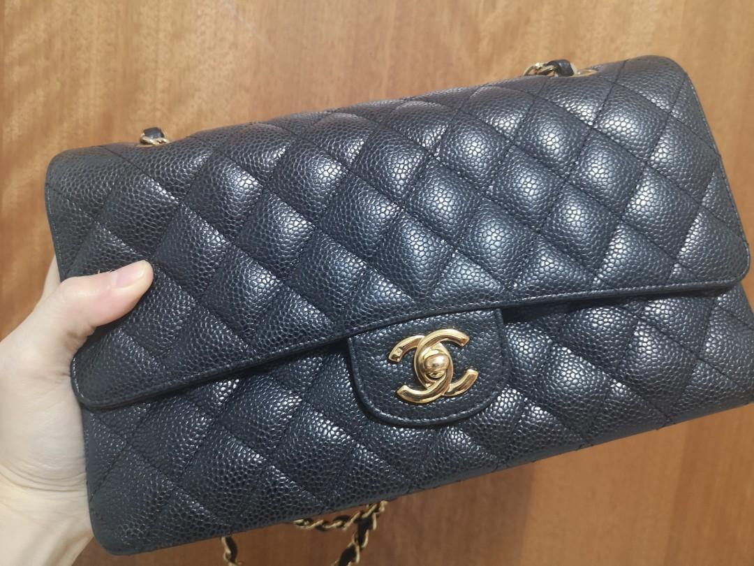 Chanel Black Quilted Caviar Medium Classic Double Flap Bag Gold Hardware,  2019 Available For Immediate Sale At Sotheby's